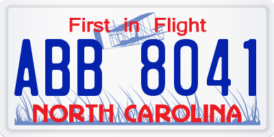 NC license plate ABB8041