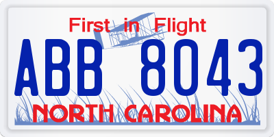 NC license plate ABB8043