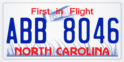 NC license plate ABB8046