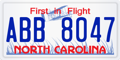 NC license plate ABB8047