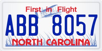 NC license plate ABB8057