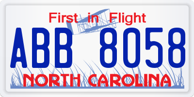 NC license plate ABB8058