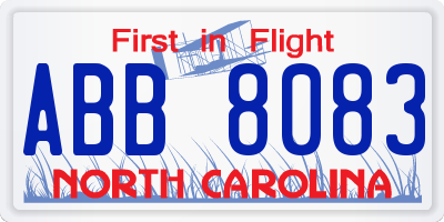 NC license plate ABB8083