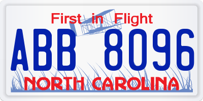 NC license plate ABB8096