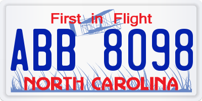 NC license plate ABB8098