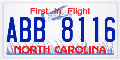 NC license plate ABB8116