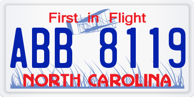 NC license plate ABB8119