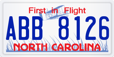 NC license plate ABB8126