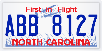 NC license plate ABB8127
