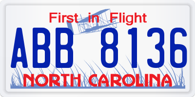 NC license plate ABB8136