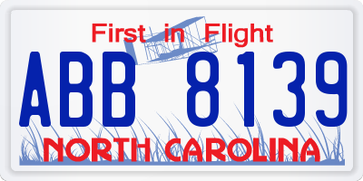 NC license plate ABB8139