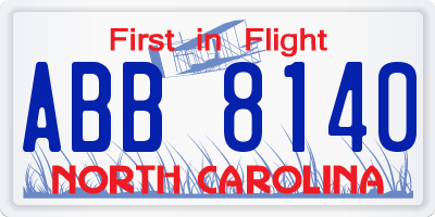 NC license plate ABB8140