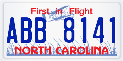 NC license plate ABB8141