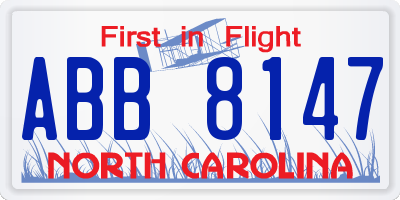 NC license plate ABB8147