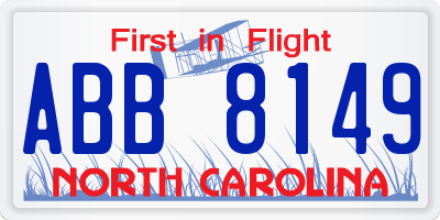 NC license plate ABB8149
