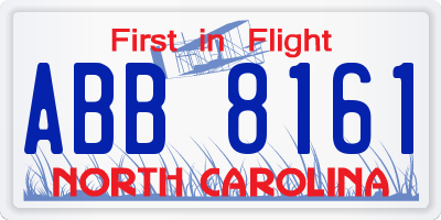 NC license plate ABB8161