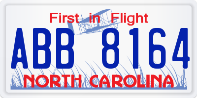 NC license plate ABB8164