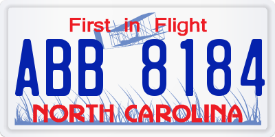 NC license plate ABB8184