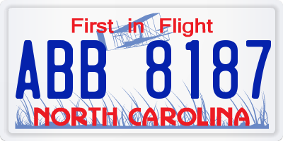 NC license plate ABB8187
