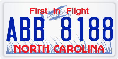 NC license plate ABB8188