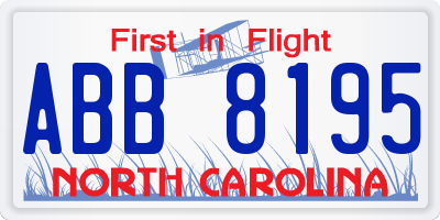 NC license plate ABB8195