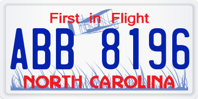 NC license plate ABB8196