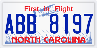 NC license plate ABB8197