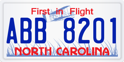 NC license plate ABB8201