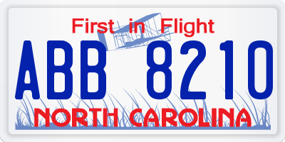 NC license plate ABB8210