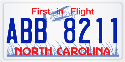 NC license plate ABB8211