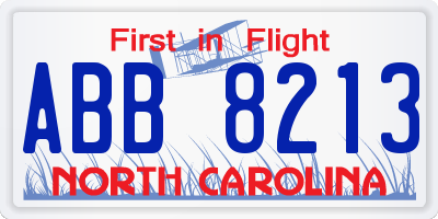 NC license plate ABB8213