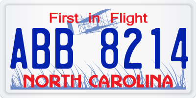 NC license plate ABB8214