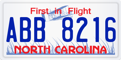 NC license plate ABB8216