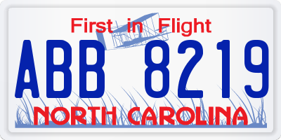NC license plate ABB8219