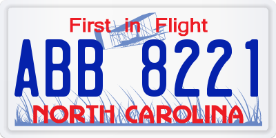 NC license plate ABB8221