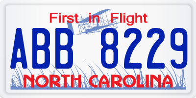 NC license plate ABB8229