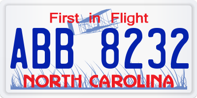 NC license plate ABB8232