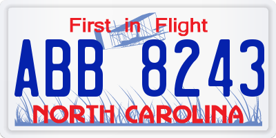 NC license plate ABB8243