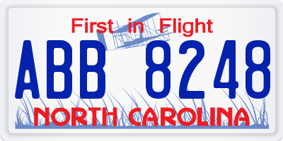 NC license plate ABB8248