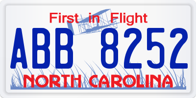 NC license plate ABB8252