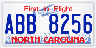 NC license plate ABB8256