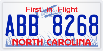 NC license plate ABB8268