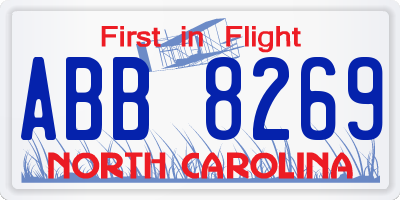NC license plate ABB8269