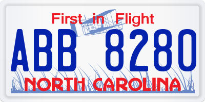 NC license plate ABB8280
