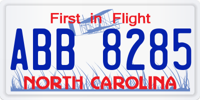 NC license plate ABB8285