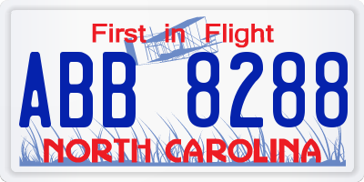 NC license plate ABB8288