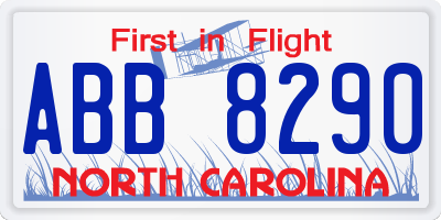 NC license plate ABB8290