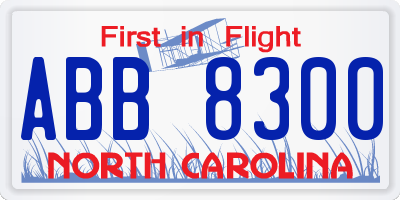 NC license plate ABB8300