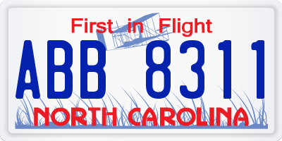 NC license plate ABB8311