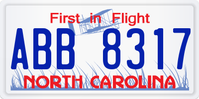 NC license plate ABB8317